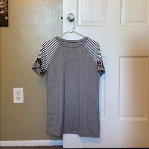 NWOT Gray Long Tee with Detailed Sleeves